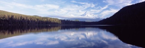 Framed Reflection of clouds in a lake, Mt Hood viewed from Lost Lake, Mt. Hood National Forest, Hood River County, Oregon, USA Print