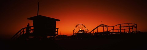Framed Santa Monica Pier, Santa Monica Beach, Santa Monica, California, USA Print