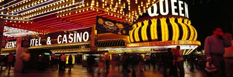 Framed Casino lit up at night, Four Queens, Fremont Street, Las Vegas, Clark County, Nevada, USA Print