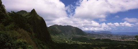 Framed Clouds over a mountain, Kaneohe, Oahu, Hawaii, USA Print