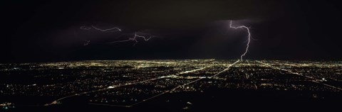 Framed Lightning in the sky over a city, Phoenix, Maricopa County, Arizona, USA Print