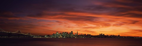 Framed Buildings in a city, View from Treasure Island, San Francisco, California, USA Print