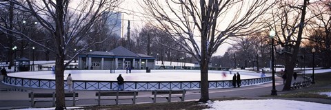 Framed Group of people in a public park, Frog Pond Skating Rink, Boston Common, Boston, Suffolk County, Massachusetts, USA Print