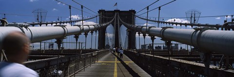 Framed Man walking on a bridge, Brooklyn Bridge, Brooklyn, New York City, New York State, USA Print