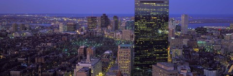 Framed Boston Lit Up at Night Print