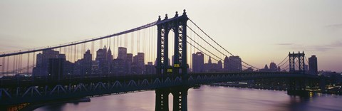 Framed Bridge across a river, Manhattan Bridge, East River, Manhattan, New York City, New York State, USA Print