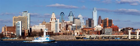 Framed Buildings at the waterfront, Delaware River, Philadelphia, Pennsylvania Print