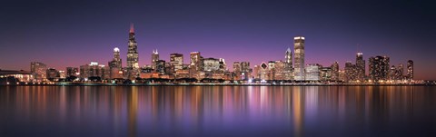 Framed Reflection of skyscrapers in a lake, Lake Michigan, Digital Composite, Chicago, Cook County, Illinois, USA Print