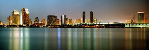 Framed City skyline at night, San Diego, California, USA Print