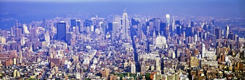 Framed Wide Angle View of Manhattan Print