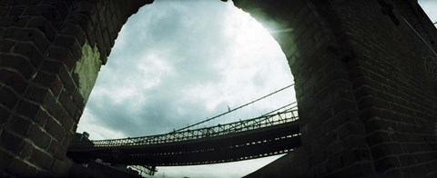 Framed Low angle view of a bridge, Brooklyn Bridge, Brooklyn, New York City, New York State, USA Print