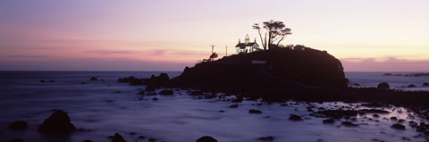 Framed Lighthouse on a hill, Battery Point Lighthouse circa 1856, Battery Point Lighthouse Park, Crescent City, California, USA Print