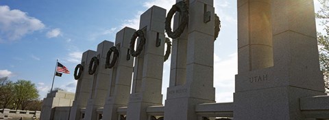 Framed Colonnade in a war memorial, National World War II Memorial, Washington DC, USA Print