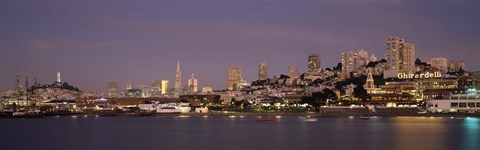 Framed Coit Tower at dusk, Ghirardelli Square, San Francisco, California Print
