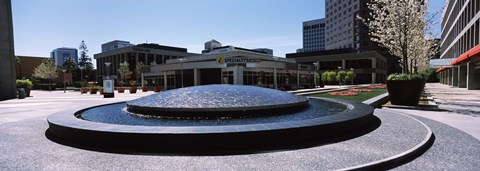 Framed Plaza De Cesar Chavez Fountain, Downtown San Jose Print