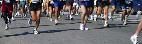 Framed Low section view of people running in a marathon, Chicago Marathon, Chicago, Illinois Print