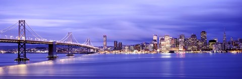 Framed Bay Bridge at Dusk, San Francisco, California Print