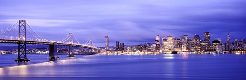 Framed Bay Bridge at Dusk, San Francisco, California Print