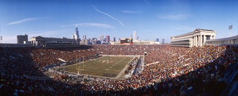 Framed Spectators watching a football match, Soldier Field, Lake Shore Drive, Chicago, Cook County, Illinois, USA Print