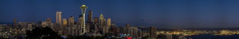 Framed Skyscrapers in a city, Space Needle, Seattle, King County, Washington State, USA Print