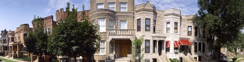 Framed 180 degree view of buildings in a city, Chicago, Cook County, Illinois, USA Print