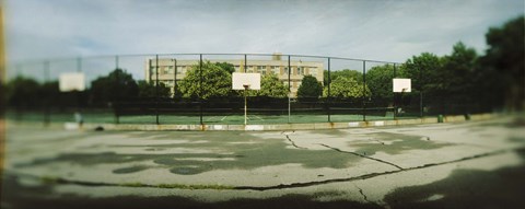 Framed Basketball court in a public park, McCarran Park, Greenpoint, Brooklyn, New York City, New York State, USA Print