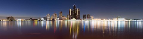 Framed Detroit River at Dusk, Detroit, Michigan Print