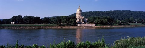 Framed West Virginia State Capitol from the Riverside, Charleston, West Virginia Print