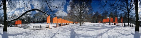 Framed 360 degree view of gates in an urban park, The Gates, Central Park, Manhattan, New York City, New York State, USA Print