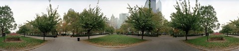 Framed 360 degree view of a public park, Battery Park, Manhattan, New York City, New York State, USA Print