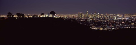 Framed City lit up at night, Griffith Park Observatory, Los Angeles, California, USA 2010 Print
