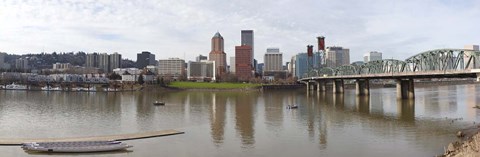 Framed Buildings at the waterfront, Willamette River, Portland, Multnomah County, Oregon, USA 2010 Print