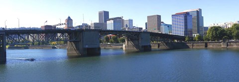 Framed Bridge across a river, Burnside Bridge, Willamette River, Portland, Multnomah County, Oregon, USA 2010 Print
