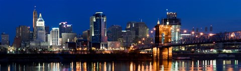 Framed Cincinnati, Ohio at Night Print