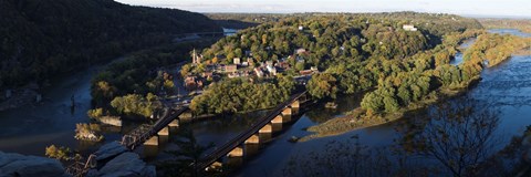 Framed High angle view of a town, Harpers Ferry, Jefferson County, West Virginia, USA Print