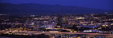 Framed Tuscson skyline at night, Arizona Print