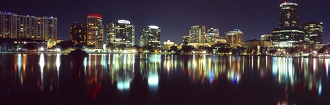 Framed Buildings at night, Lake Eola, Orlando, Florida Print