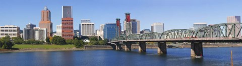 Framed Bridge across a river, Hawthorne Bridge, Willamette River, Multnomah County, Portland, Oregon, USA 2010 Print