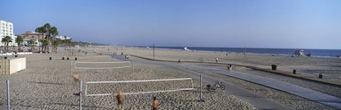 Framed Tourists playing volleyball on the beach, Santa Monica, Los Angeles County, California, USA Print