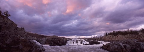 Framed Water falling into a river, Great Falls National Park, Potomac River, Washington DC, Virginia, USA Print