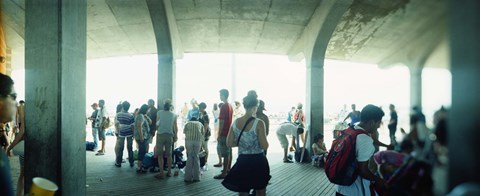 Framed Tourists on a boardwalk, Coney Island, Brooklyn, New York City, New York State, USA Print