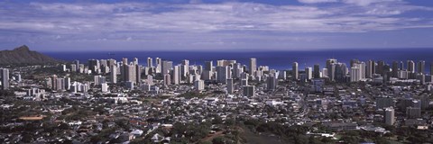 Framed Aerial view of a city, Honolulu, Oahu, Honolulu County, Hawaii, USA 2010 Print
