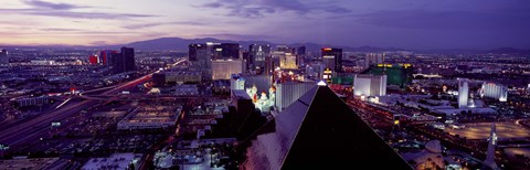 Framed City lit up at dusk, Las Vegas, Clark County, Nevada, USA Print