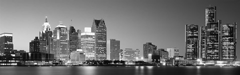 Framed City at the waterfront, Lake Erie, Detroit, Wayne County, Michigan, USA Print