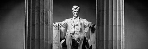 Framed Statue of Abraham Lincoln in a memorial, Lincoln Memorial, Washington DC Print