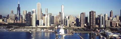 Framed Skyscrapers in a city, Navy Pier, Chicago Harbor, Chicago, Cook County, Illinois, USA 2011 Print