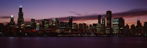 Framed Lake Michigan at Night, Chicago, Illinois, USA 2011 Print