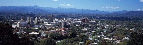 Framed Aerial view of a city, Asheville, Buncombe County, North Carolina, USA Print