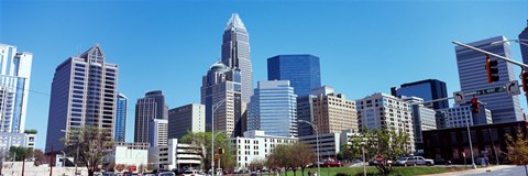 Framed Charlotte Skyline, North Carolina Print