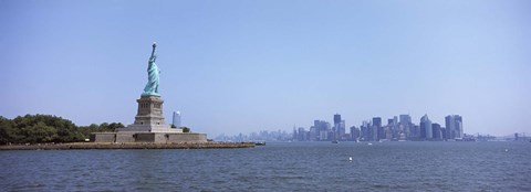 Framed Statue Of Liberty with Manhattan skyline in the background, Liberty Island, New York City, New York State, USA 2011 Print